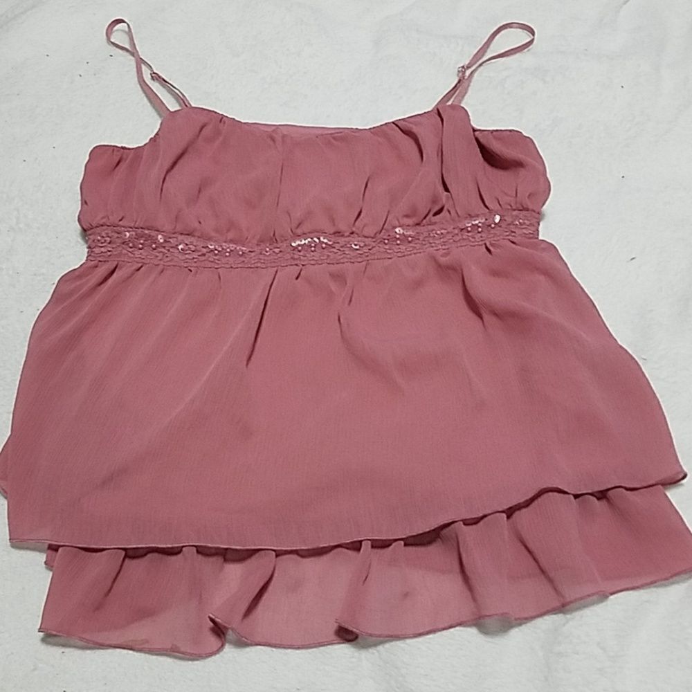 Star City Pink Polyester Tank Top with Beading (M)